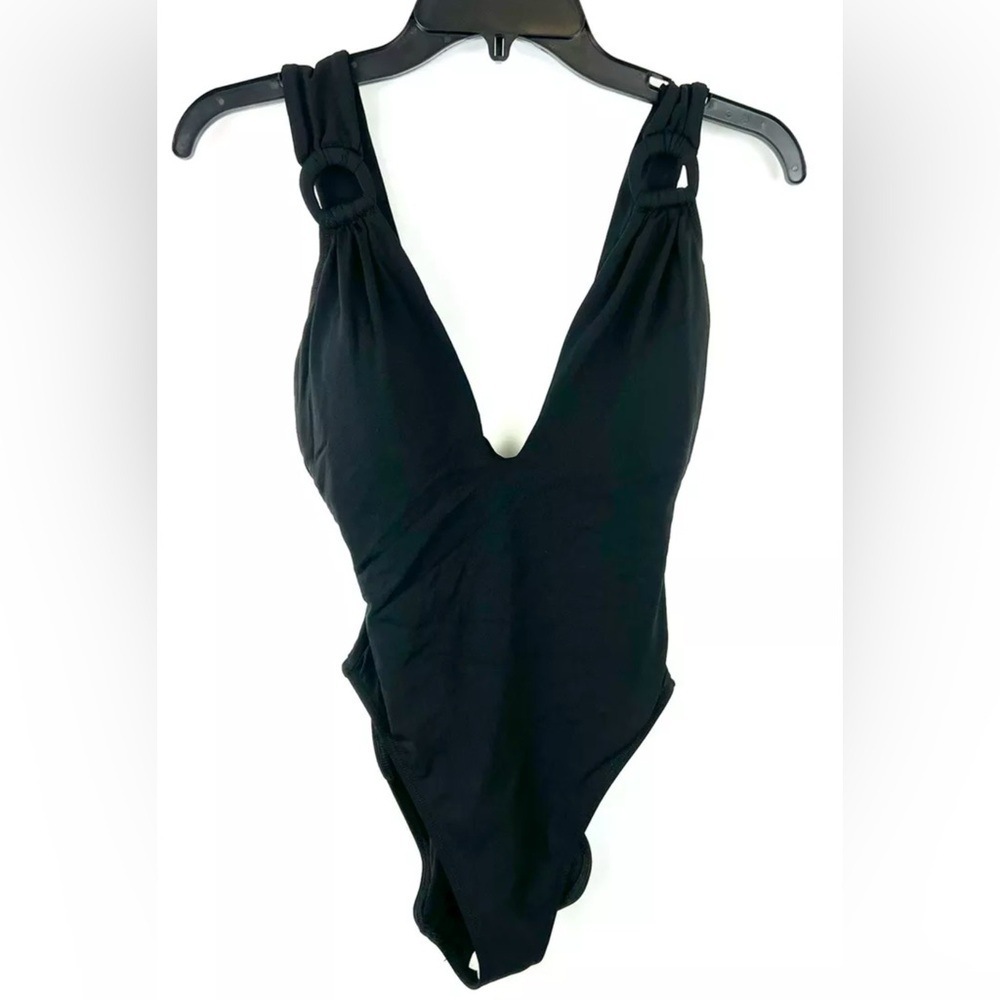 Robin Piccone Women’s Black V Neck One Piece Swimsuit Size 8